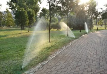 arrosage automatique le long d'une allée